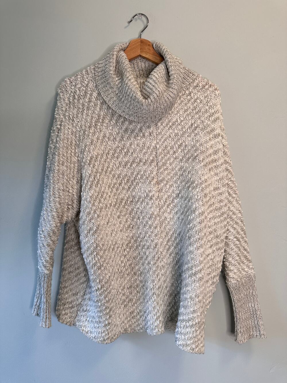 Moon & Madison Oversized Heather Grey Knit Turtleneck